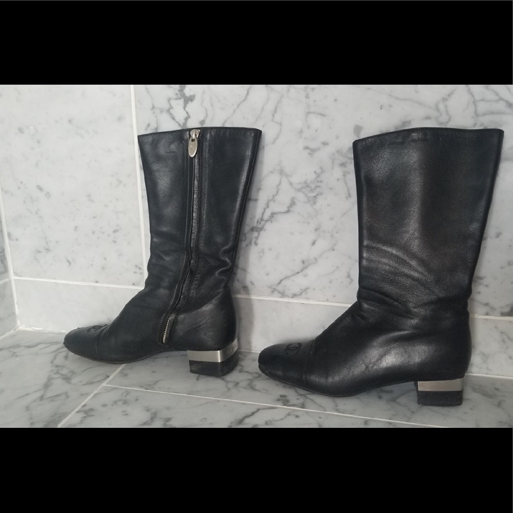 Black Chanel Leather Boots - Picture 1 of 6